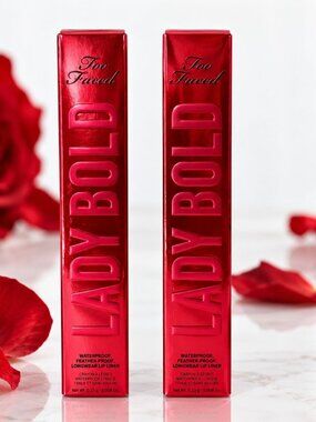 Too Faced Lady Bold Lip Liner Red Waterproof Longwear Feather-Proof 2Pack Bundle